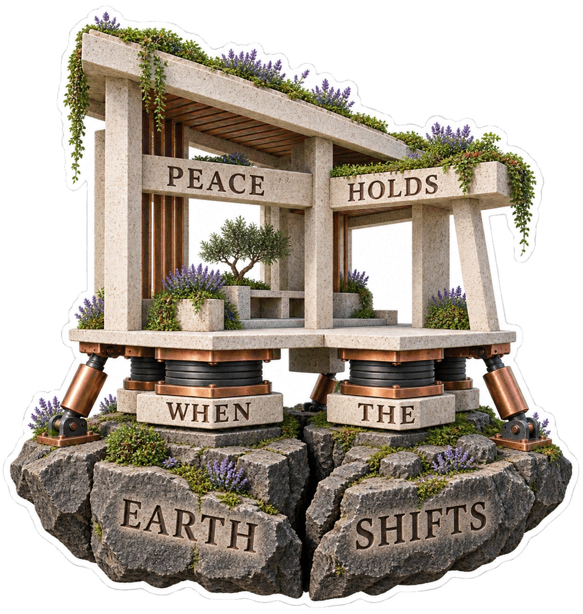 Holds When The Earth Shifts Seismic Pavilion Vinyl Sticker Decal