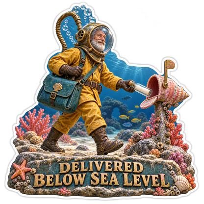 Delivered Below Sea Level Diver Conch Vinyl Sticker Decal