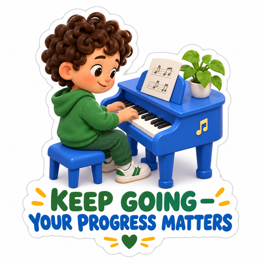 Keep Going Your Progress Matters Piano Boy Vinyl Sticker Decal