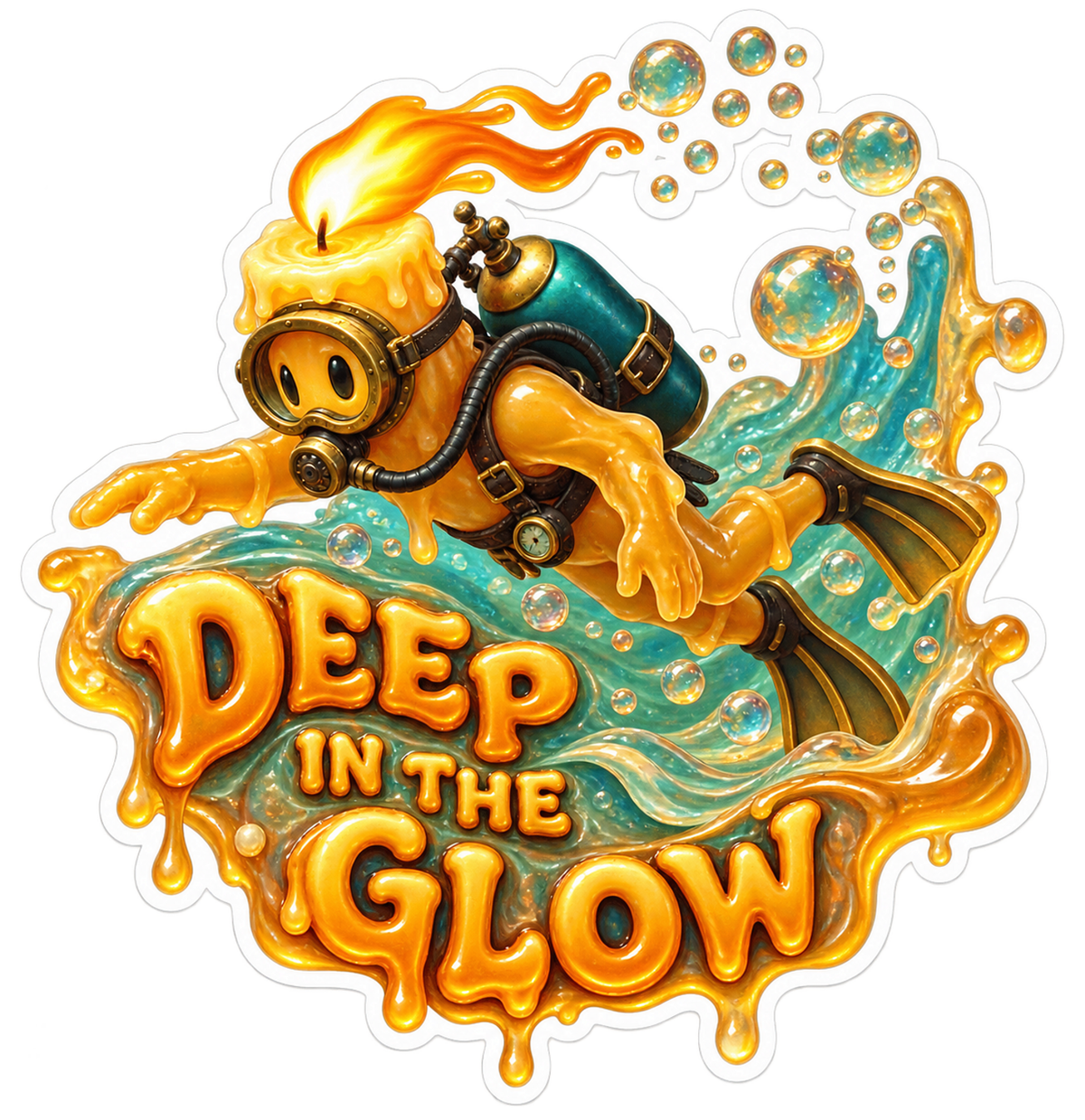 Deep in the Glow Diving Lantern Vinyl Sticker Decal