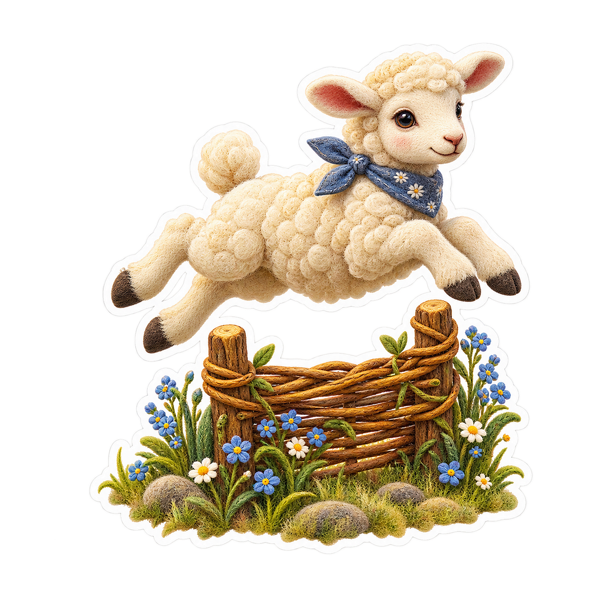 Sheep Willow Fence Jump Vinyl Sticker Decal