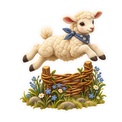 Sheep Willow Fence Jump Vinyl Sticker Decal