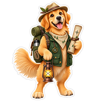 Dog Camping Explorer Vinyl Sticker Decal