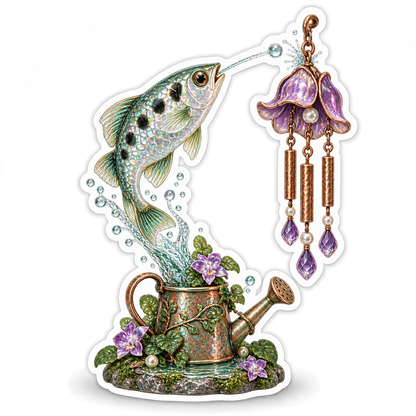 Pearl Enamel Archerfish Flower Chime Gardener Vinyl Sticker Decal