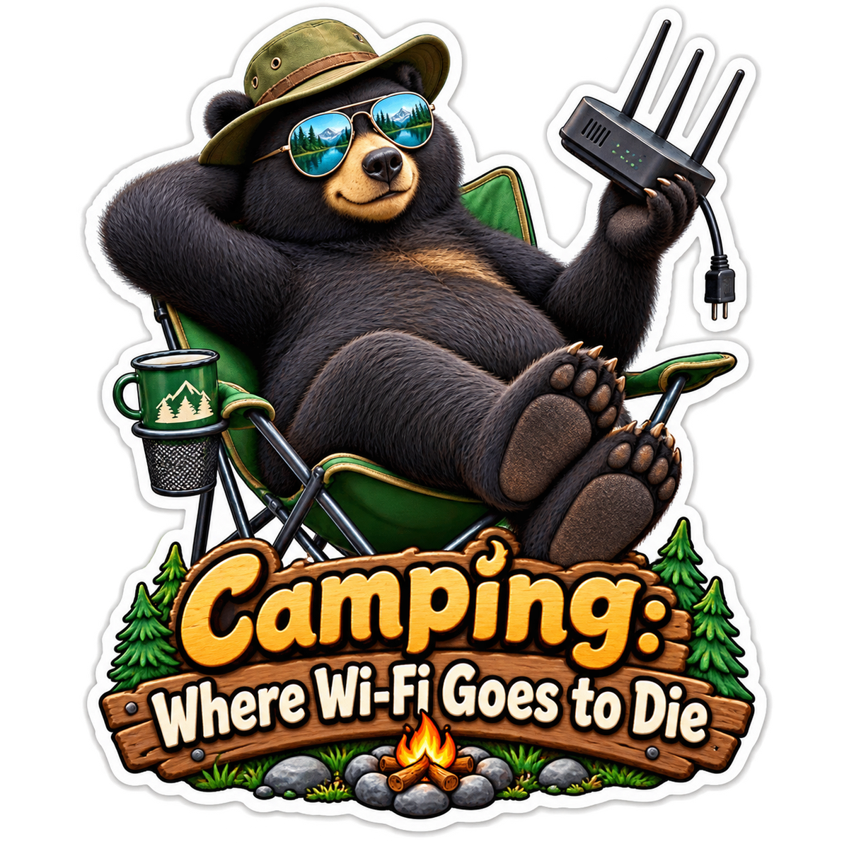 Camping Where Wifi Goes To Die Vinyl Sticker Decal