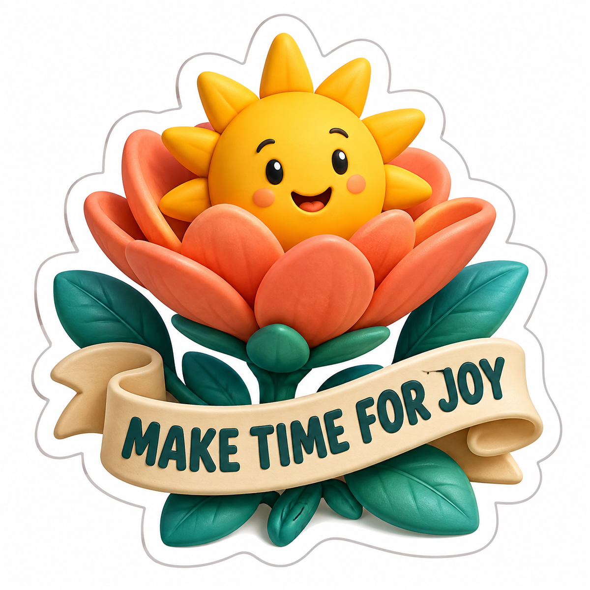 Make Time for Joy Smiling Sun Flower Vinyl Sticker Decal