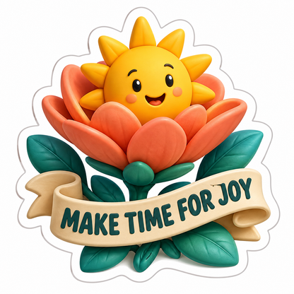 Make Time for Joy Smiling Sun Flower Vinyl Sticker Decal