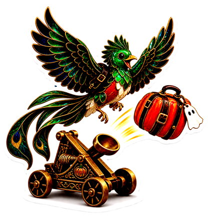 Emerald Quetzal Haunted Luggage Catapult Porter Vinyl Sticker Decal
