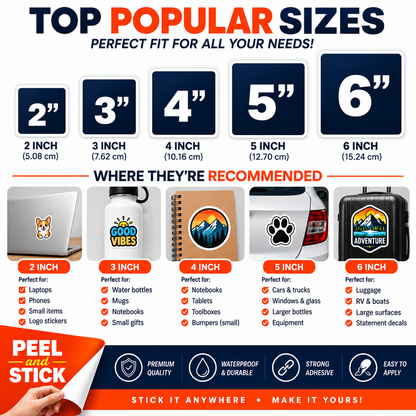 Sticker size and application guide