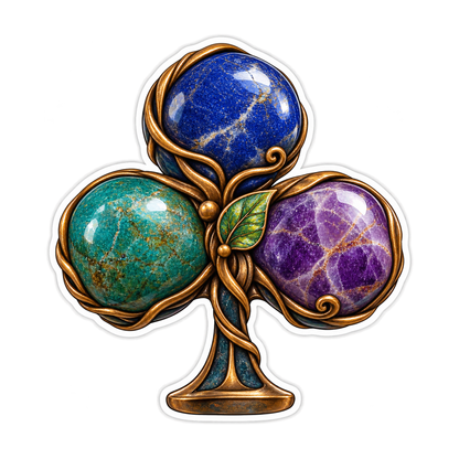 Gemstone Club with Blue Teal Purple Stones Vinyl Sticker Decal