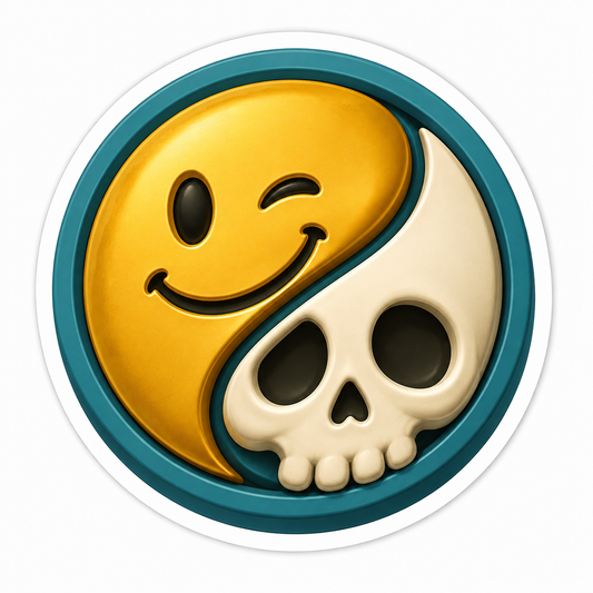 Half Smiley Half Skull Yin Yang Circle Vinyl Sticker Decal