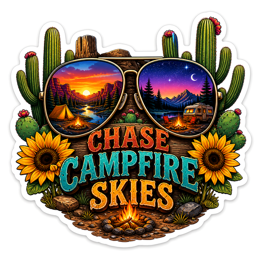 Chase Campfire Skies Sunset Sunglasses Vinyl Sticker Decal