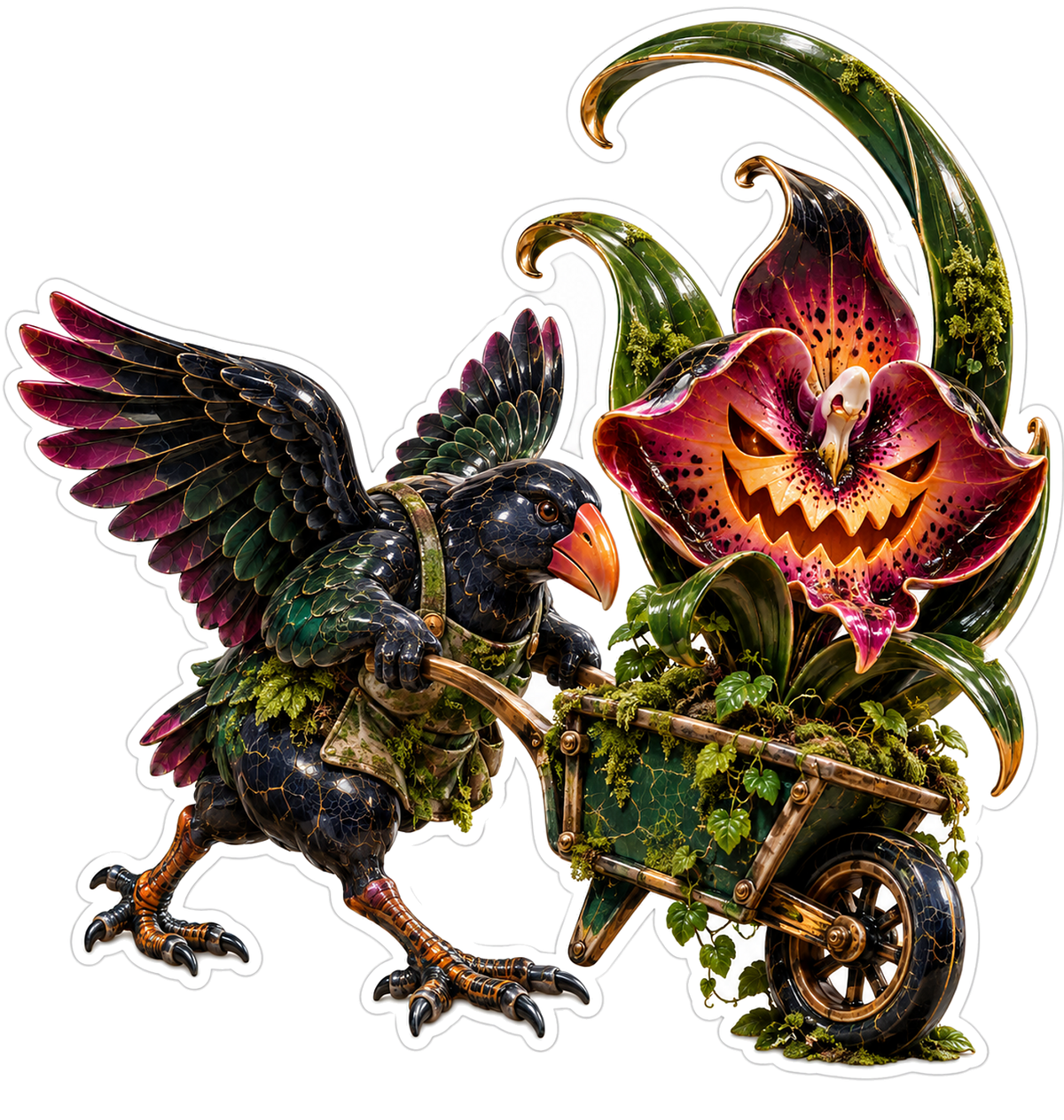 Porcelain Takahe Carnivorous Orchid Gardener Vinyl Sticker Decal