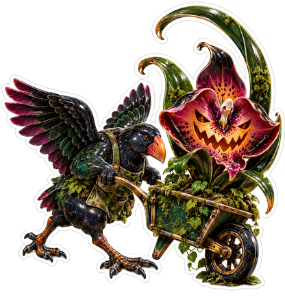 Porcelain Takahe Carnivorous Orchid Gardener Vinyl Sticker Decal