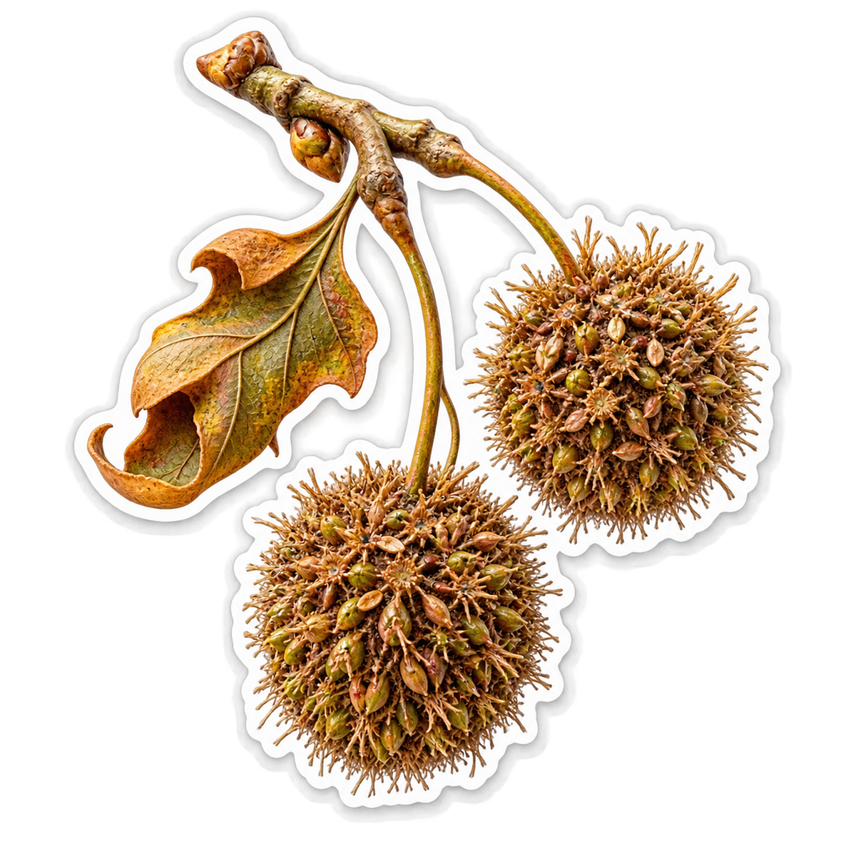 Sycamore Seedball Twin Orbit Vinyl Sticker Decal