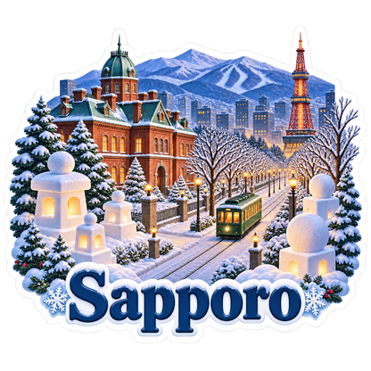 Sapporo Snow Boulevard Streetcar Vinyl Sticker Decal