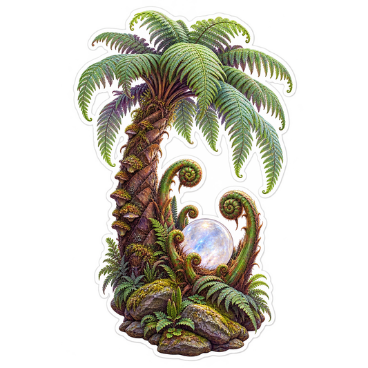 Tree Fern Moon Arch Vinyl Sticker Decal