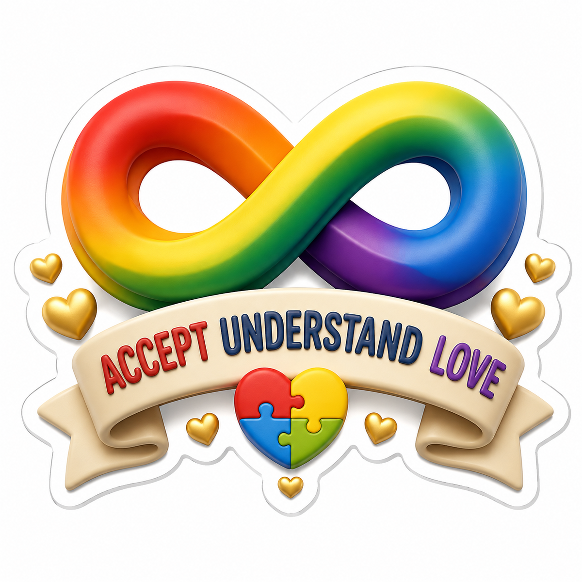 Accept Understand Love Rainbow Infinity Vinyl Sticker Decal