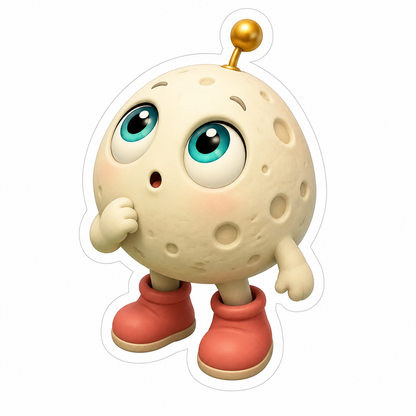 Curious Ivory Moon-Pebble Character Vinyl Sticker Decal