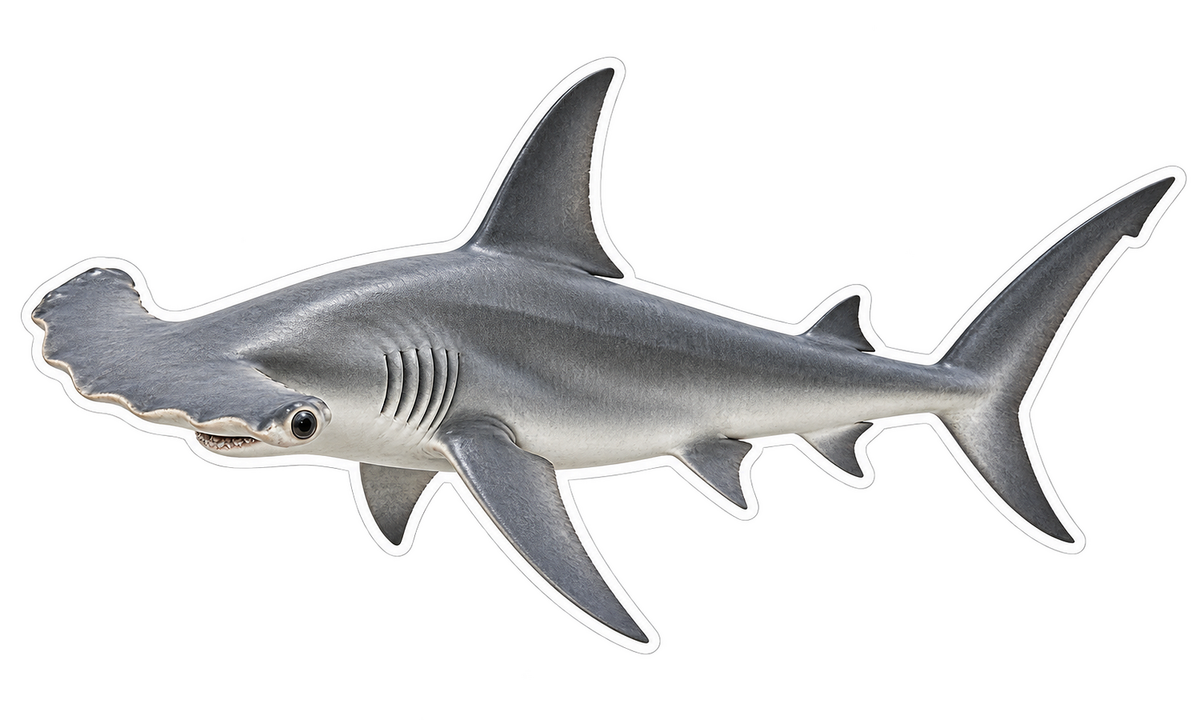 Scalloped Hammerhead Shark Vinyl Sticker Decal