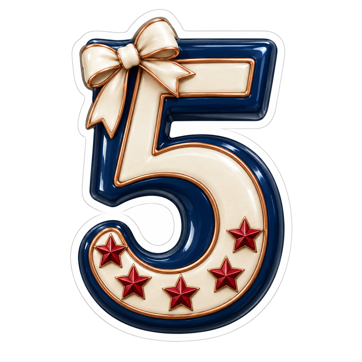 Navy Ivory Copper Number 5 Vinyl Sticker Decal