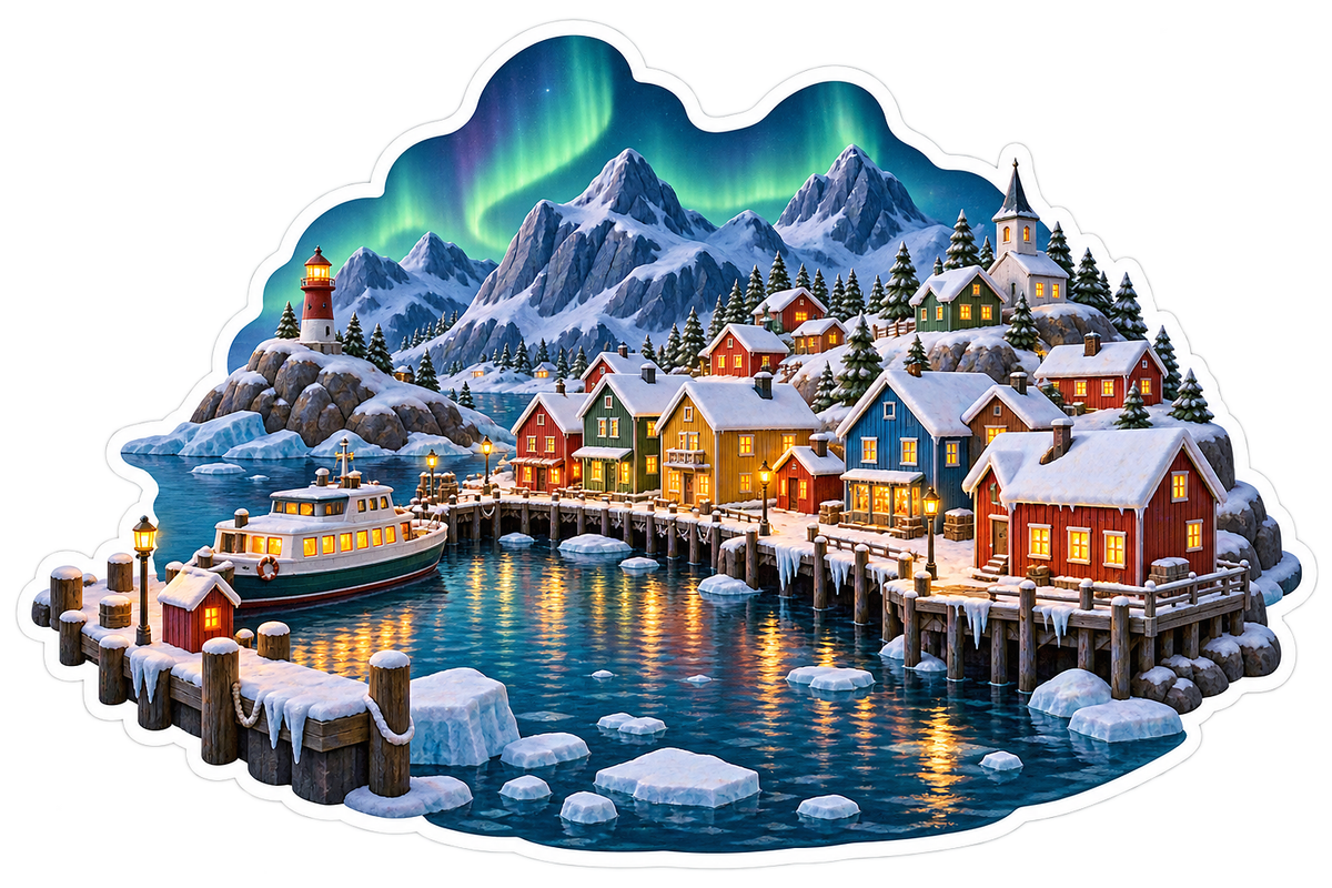 Aurora Northern Harbor Ice Ferry Vinyl Sticker Decal