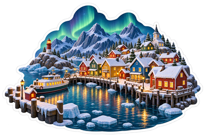 Aurora Northern Harbor Ice Ferry Vinyl Sticker Decal