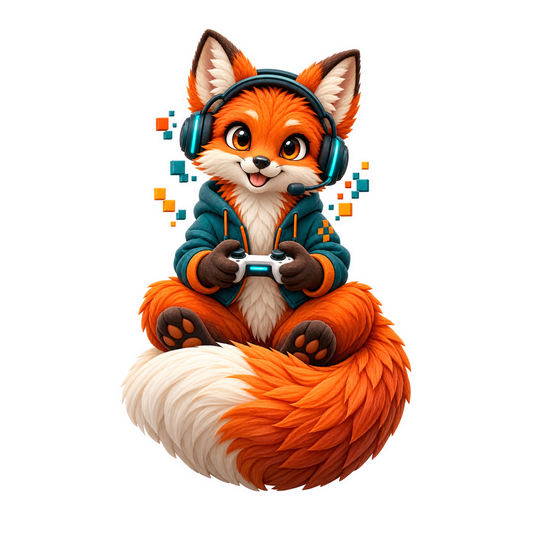 Fox Gamer with Headphones and Controller Vinyl Sticker Decal