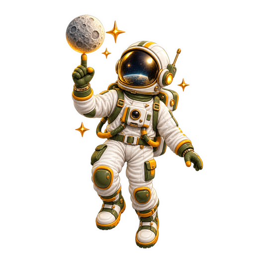 Floating Astronaut Holding Moon Balloon Vinyl Sticker Decal