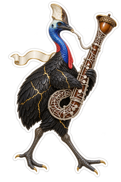 Ivory Porcelain Cassowary Cobweb Bassoon Marcher Vinyl Sticker Decal