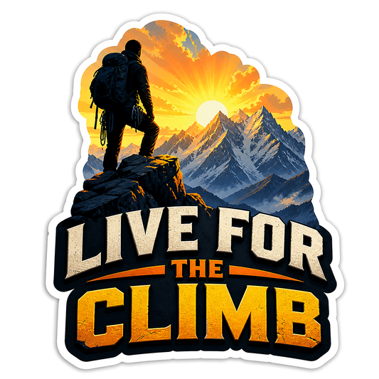 Live for the Climb Mountain Hiker Vinyl Sticker Decal
