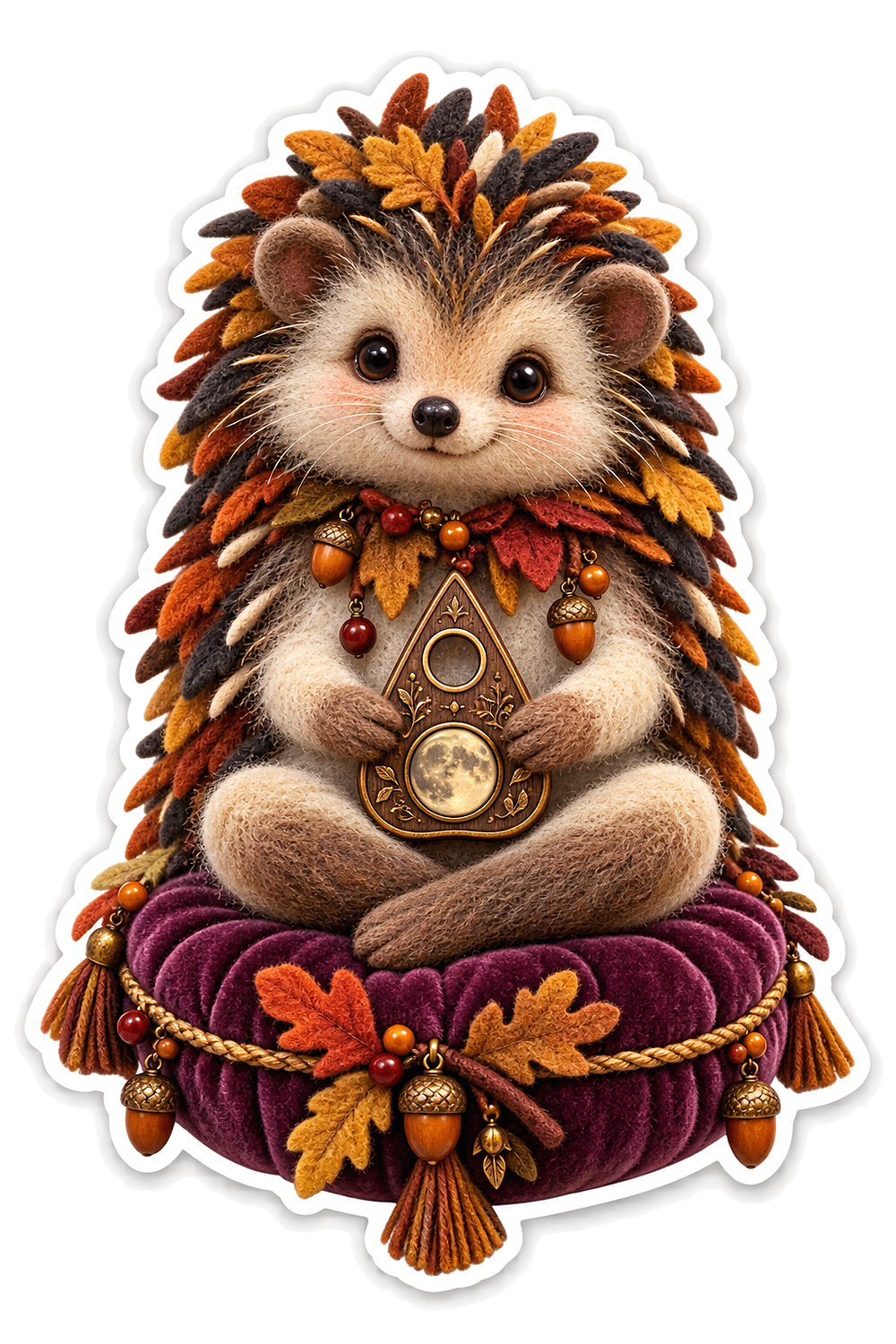 Felted Harvest Hedgehog Medium Vinyl Sticker Decal