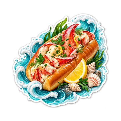 Lobster Roll Coastal Wave Vinyl Sticker Decal