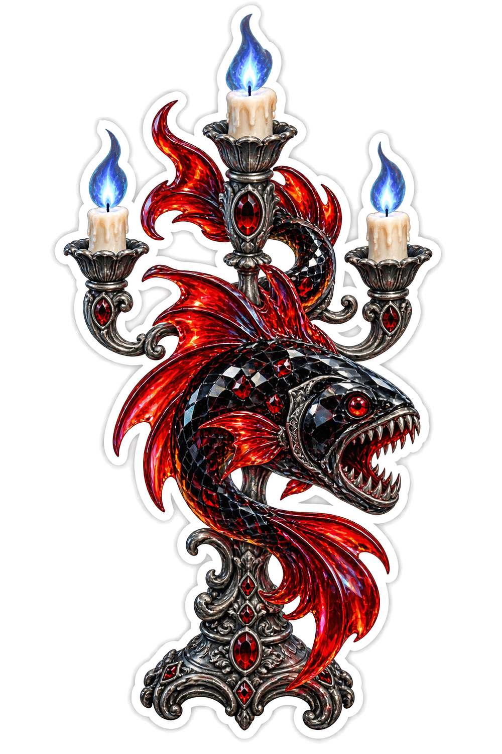 Obsidian Piranha Candelabra Vinyl Sticker Decal