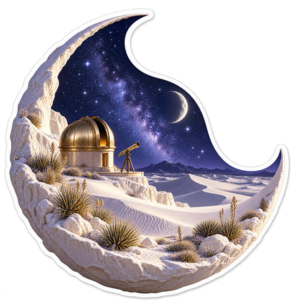 Moonlit Gypsum Dunes Brass Observatory Vinyl Sticker Decal