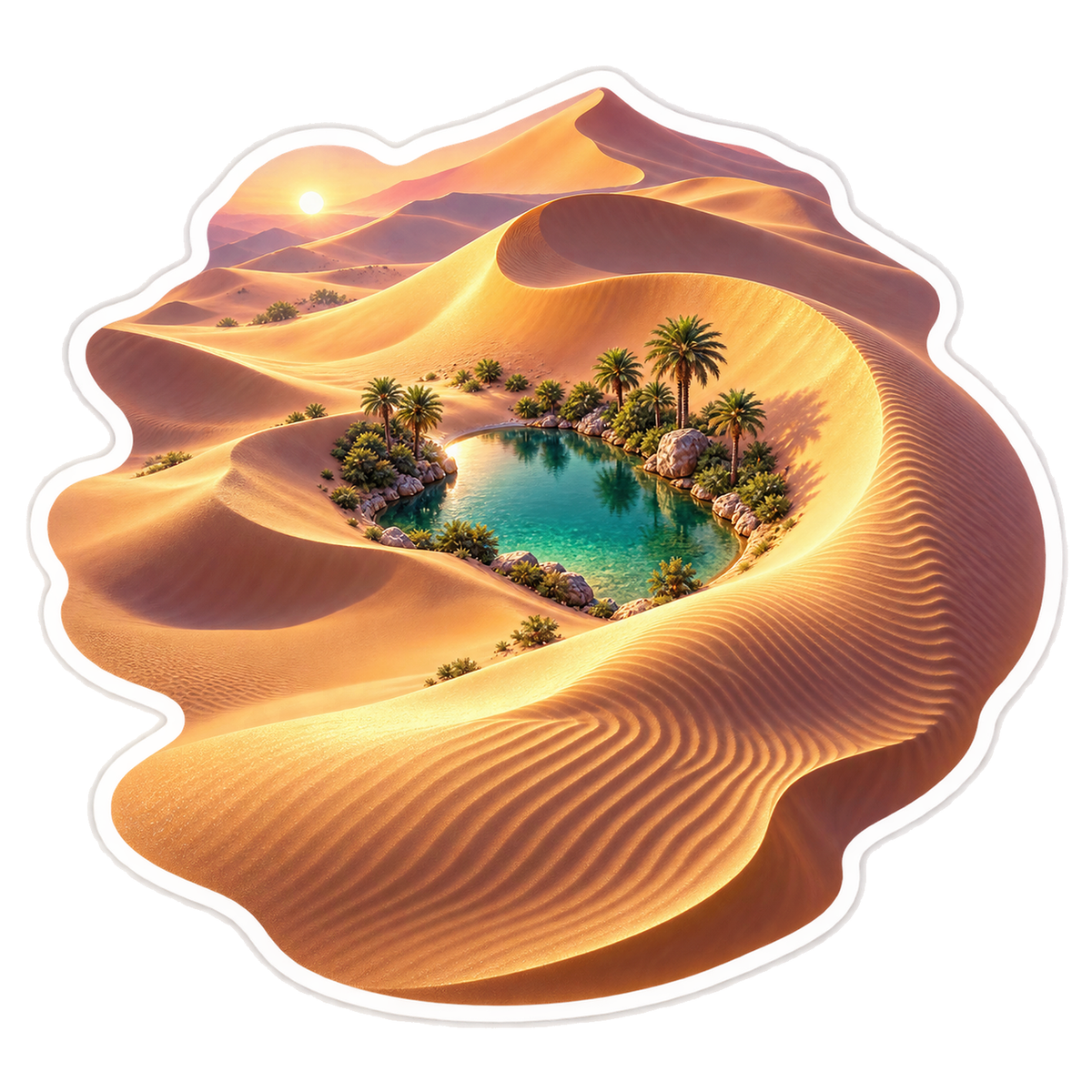 Golden Dune Emerald Oasis Spiral Vinyl Sticker Decal