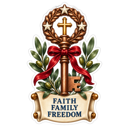 Faith Family Freedom Copper Key Vinyl Sticker Decal