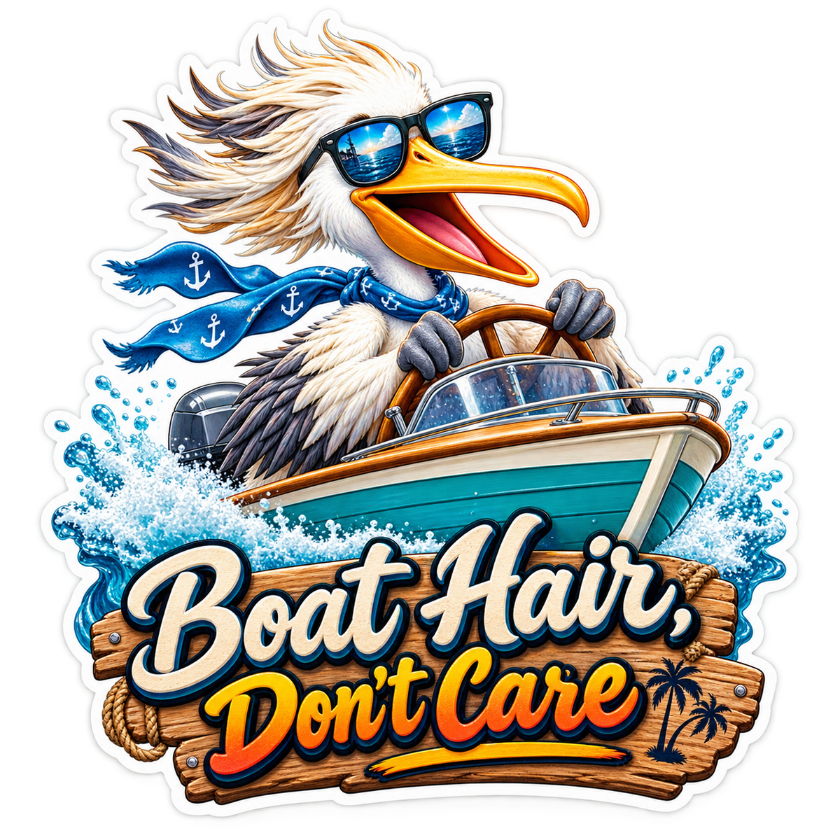 Boat Hair Dont Care Vinyl Sticker Decal