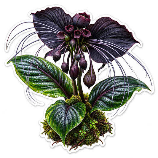 Black Bat Flower Rainforest Fan Vinyl Sticker Decal