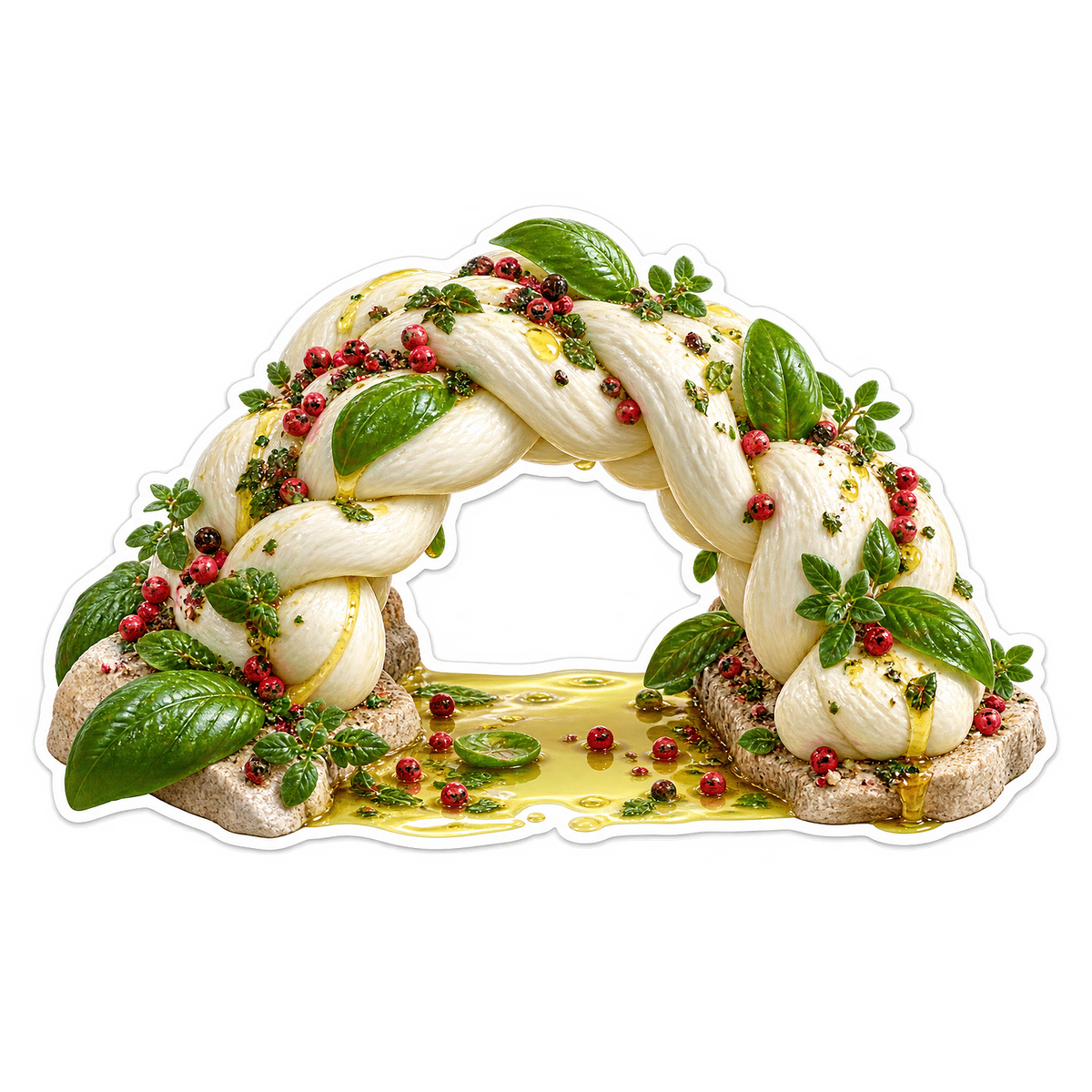 Braided Mozzarella Herb Bridge Vinyl Sticker Decal