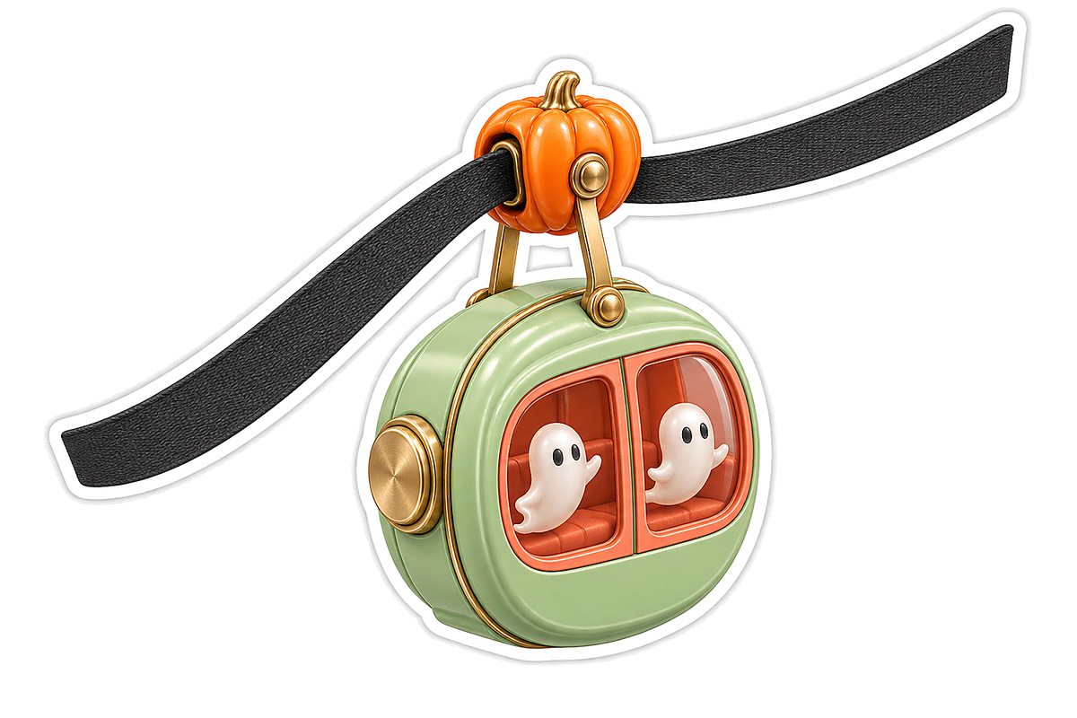 Retro Pistachio Haunted Tape Measure Cable Car Vinyl Sticker Decal