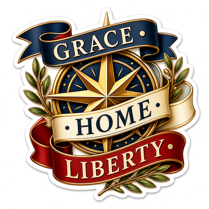 Grace Home Liberty Gold Compass Badge Vinyl Sticker Decal