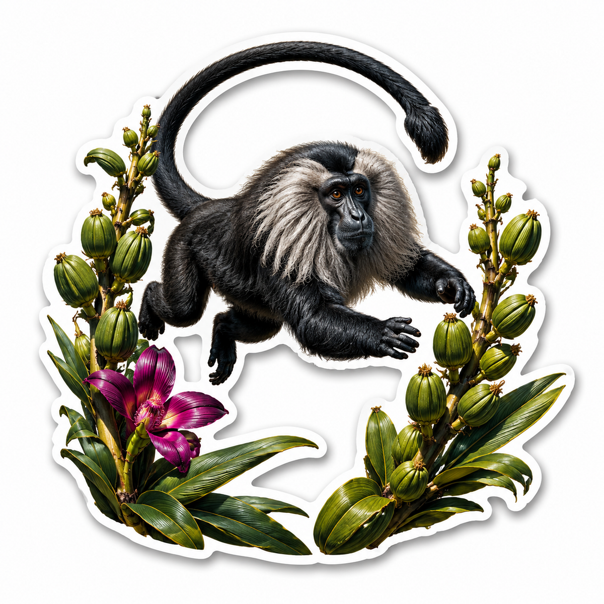 Lion Tailed Macaque Cardamom Leap Vinyl Sticker Decal