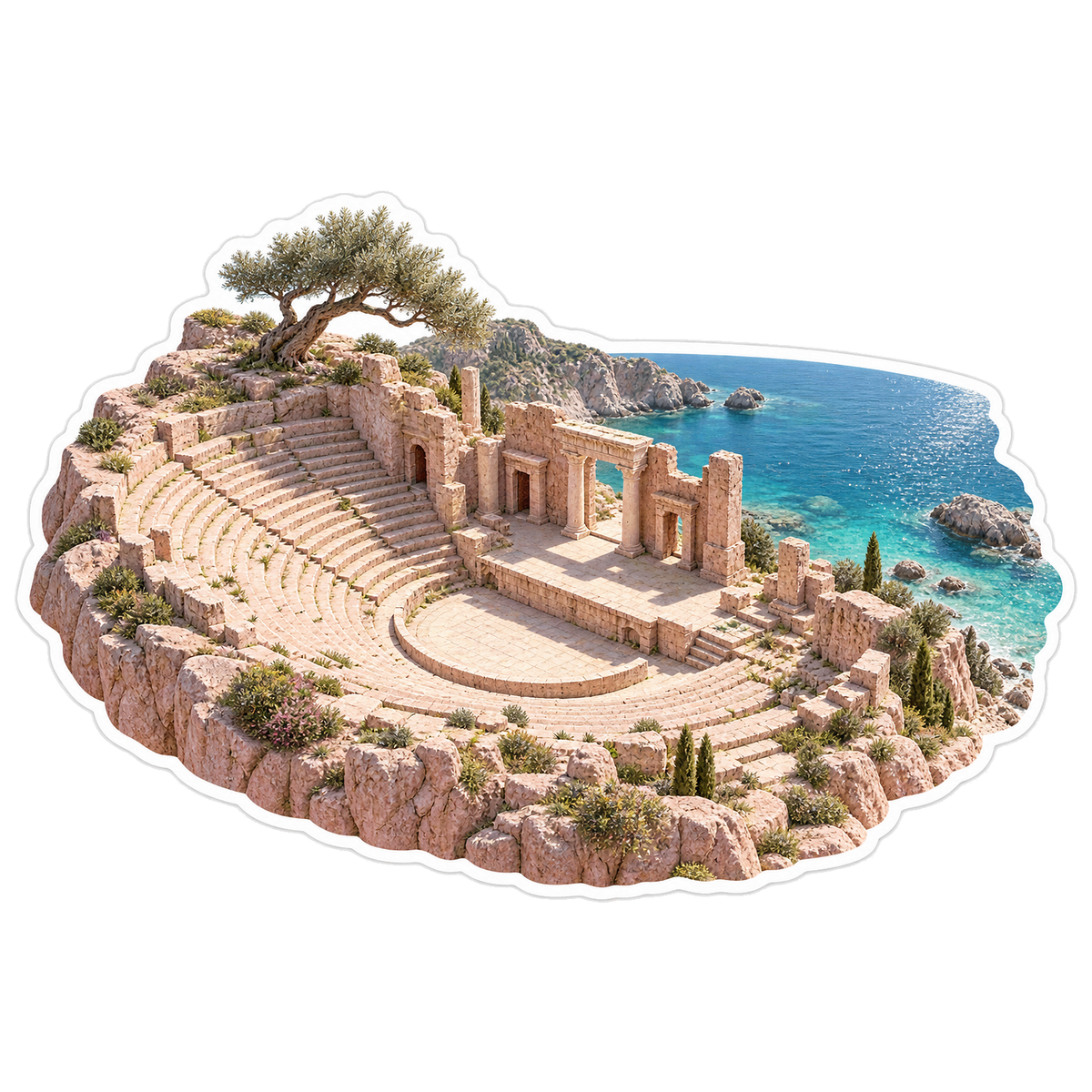 Rose Stone Coastal Amphitheater Vinyl Sticker Decal