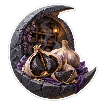Black Garlic Amethyst Cellar Crescent Vinyl Sticker Decal