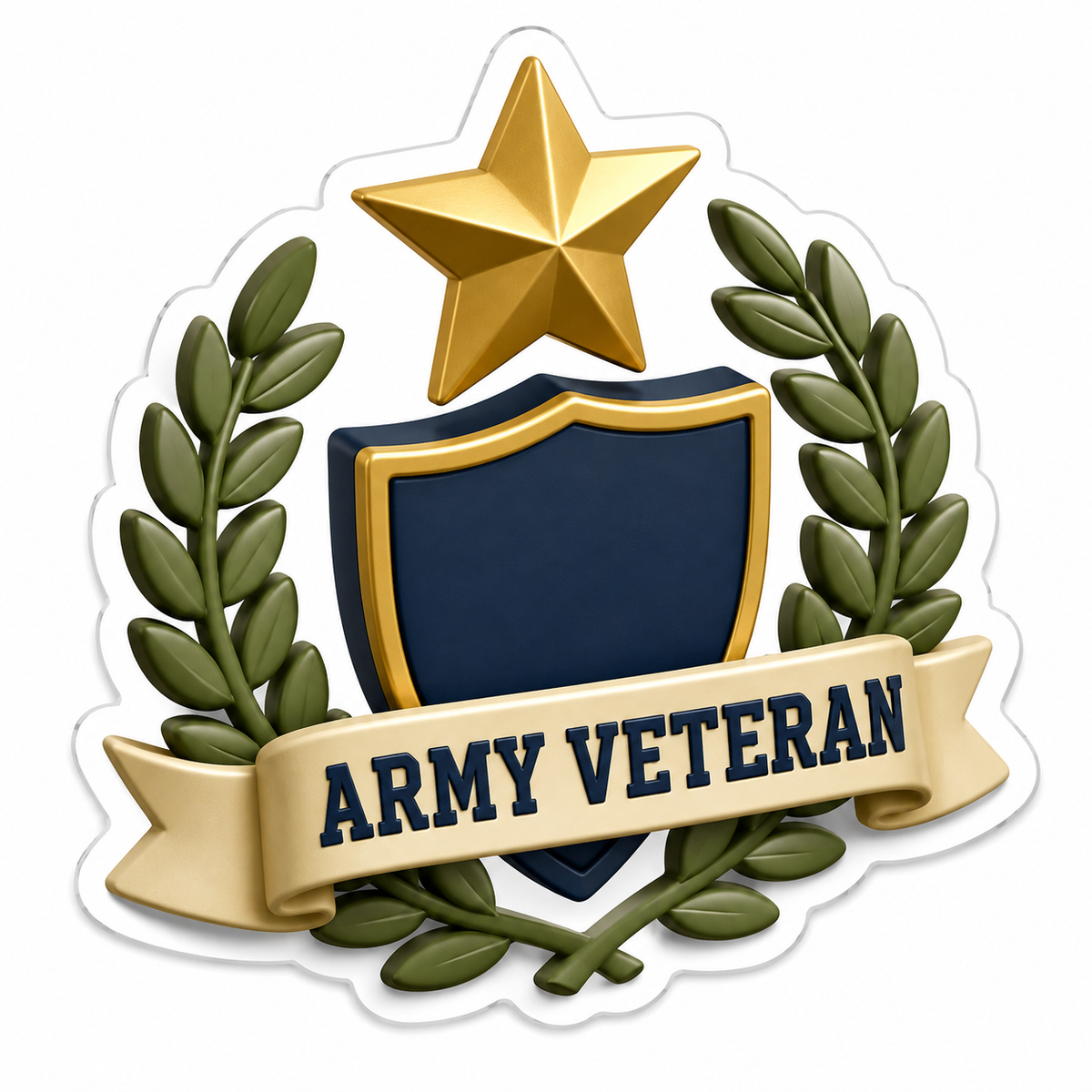 Army Veteran Star Shield Laurel Wreath Vinyl Sticker Decal