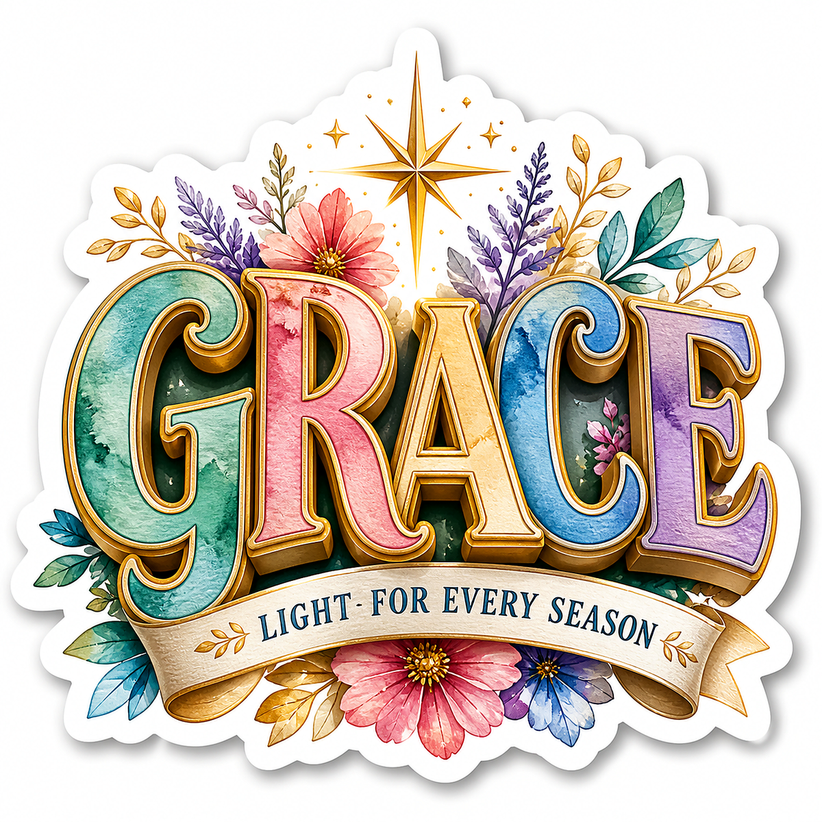 Grace Light for Every Season Flowers Vinyl Sticker Decal