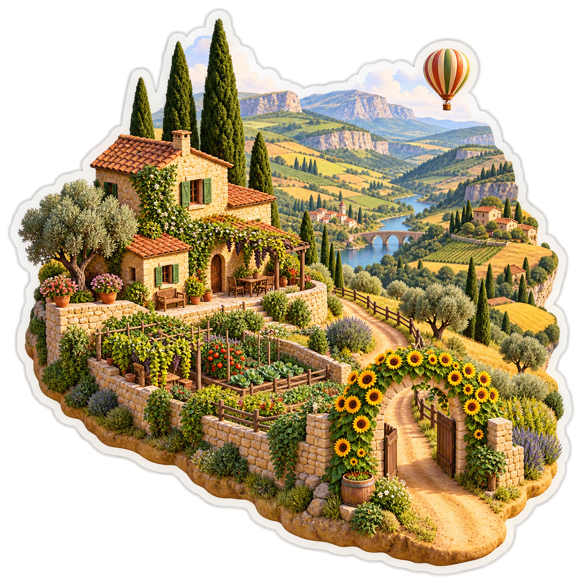 Sunflower Valley Stone Farmhouse Balloon Vinyl Sticker Decal