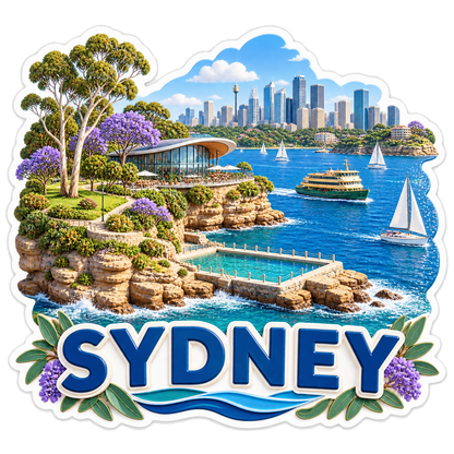 Sydney Harbor Cove Jacarandas Vinyl Sticker Decal