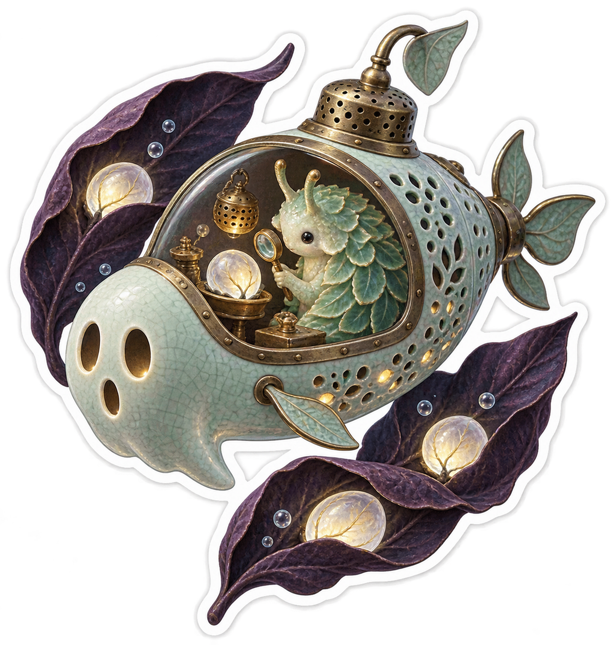 Leaf Sheep Ghost Tea Infuser Bathyscaphe Botanist Vinyl Sticker Decal